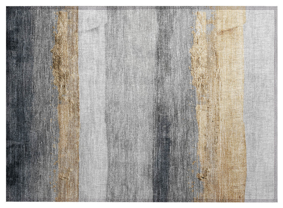 Machine Washable Indoor/Outdoor Chantille ACN1883 Gold 1'8" x 2'6" Rug