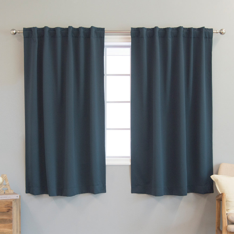 Solid Thermal Blackout Curtain Panels, Navy, 63", Set of 2