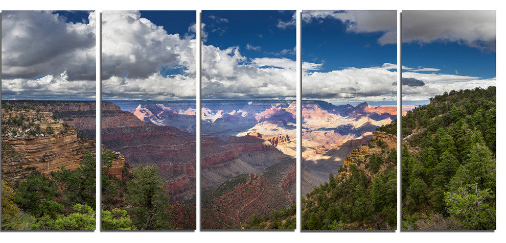 US Grand Canyon in Colorado River, Landscape Canvas Art Print, 60"x28", 5 Panels