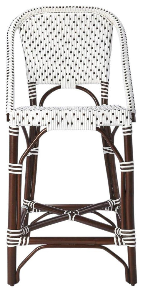 Counter Chair Stool Contemporary Brown Distressed Rattan Pe Plastic