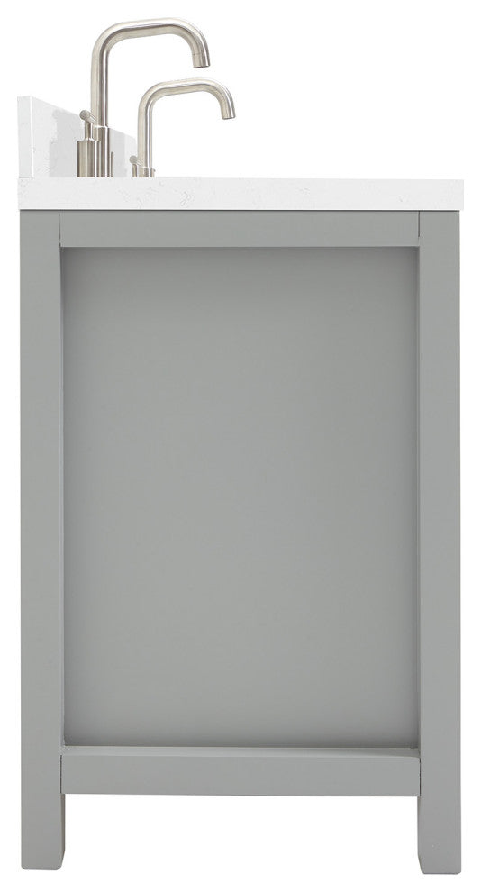 Ariel Bristol 60" Double Rectangle Sink Bathroom Vanity, Carrara Quartz