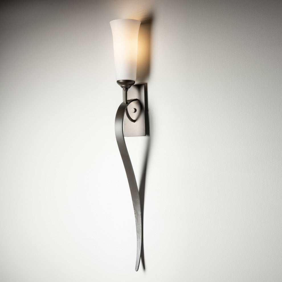 Sweeping Taper ADA Sconce, Dark Smoke Finish, Opal Glass, Incandescent