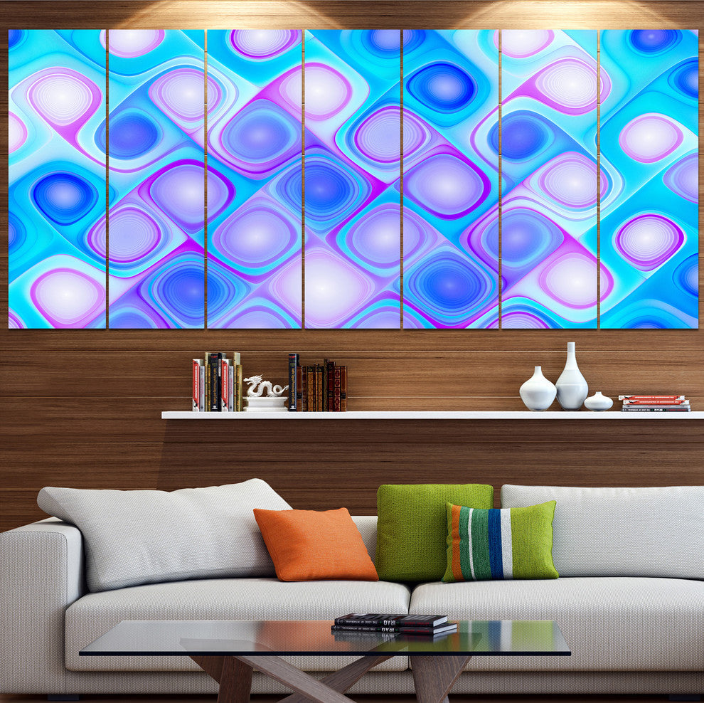 Dense Blue Pattern with Swirls, Abstract Wall Art Canvas, 83"x32", 7 Panels