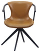 Benzara BM279435 Cid 23" Swivel Dining Chair, Vegan Faux Leather, Black, Camel
