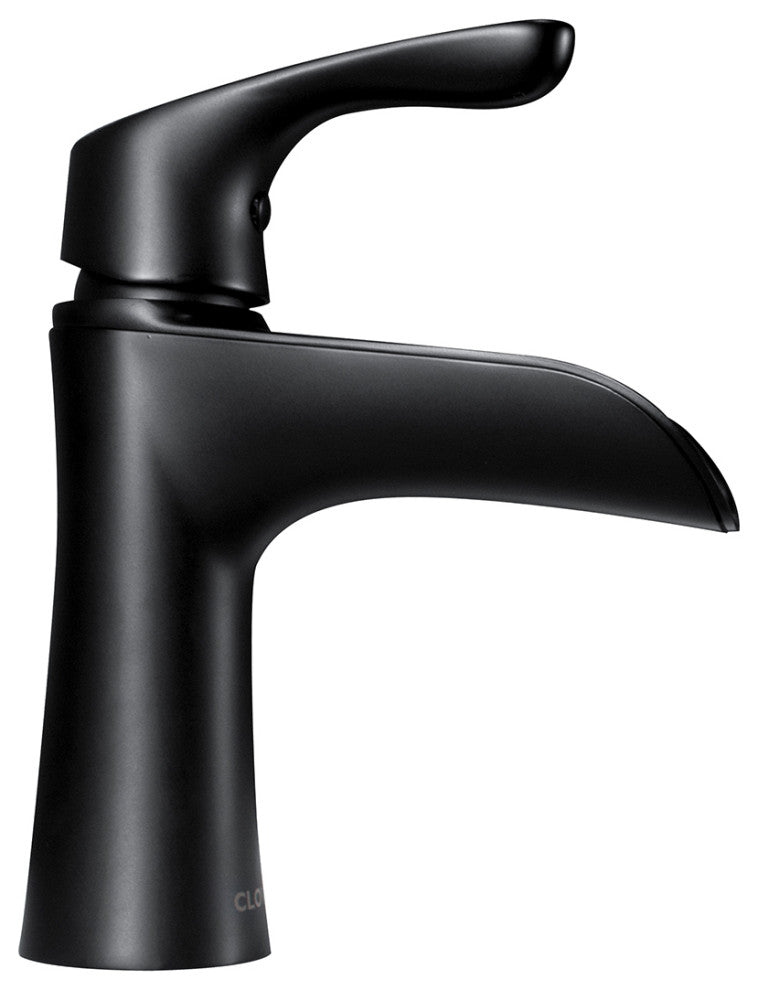 Waterfall Single Handle Single Hole Bathroom Faucet With Pop Up Drain Assembly, Matte Black