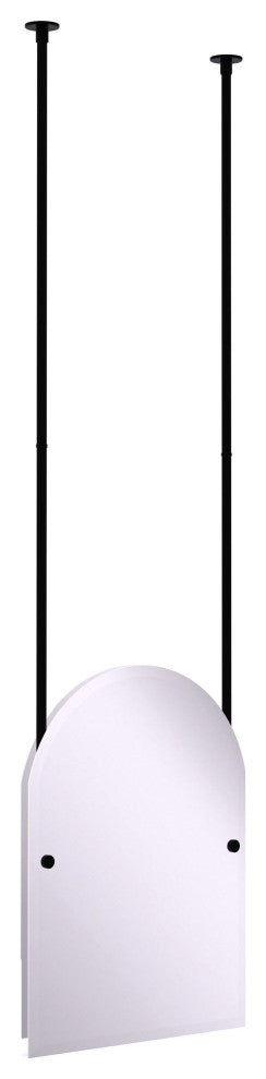 Frameless Arched Top Ceiling Hung Mirror, Matte Black