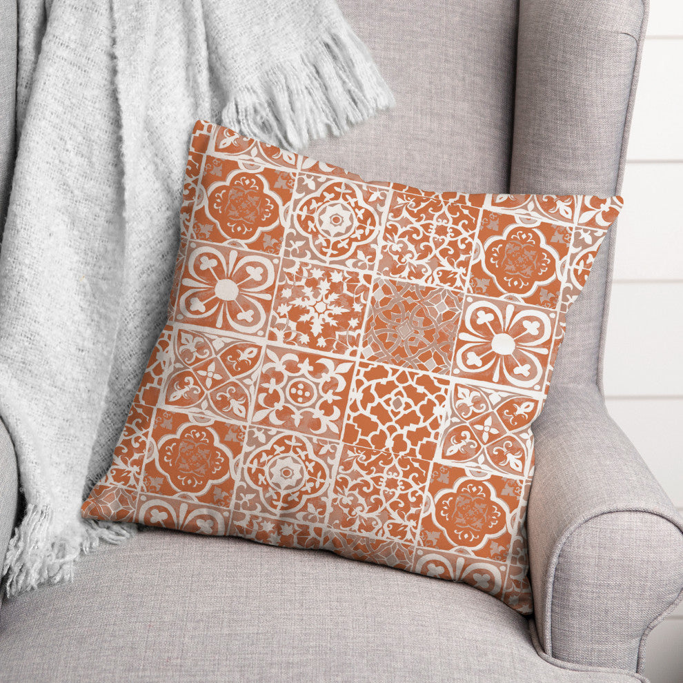 Peach Tile Pattern Pillow 18x18 Spun Poly Pillow