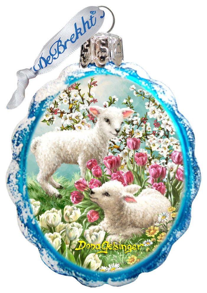 Easter Lambs Mercury Glass Ornament