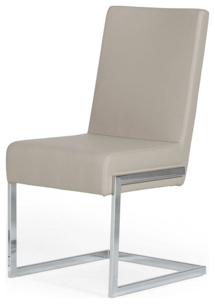 Set of Two Gray Silver Modern Dining Chairs