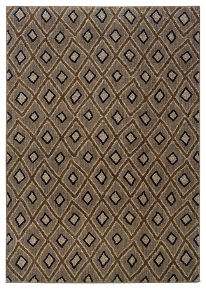 Oriental Weavers Kasbah Grey/Brown Geometric Indoor Area Rug 5'3"X7'6"