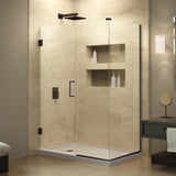 Unidoor Plus 32.5"Wx34.38" DFrameless Hinged Shower Enclosure, Oil Rubbed Bronze