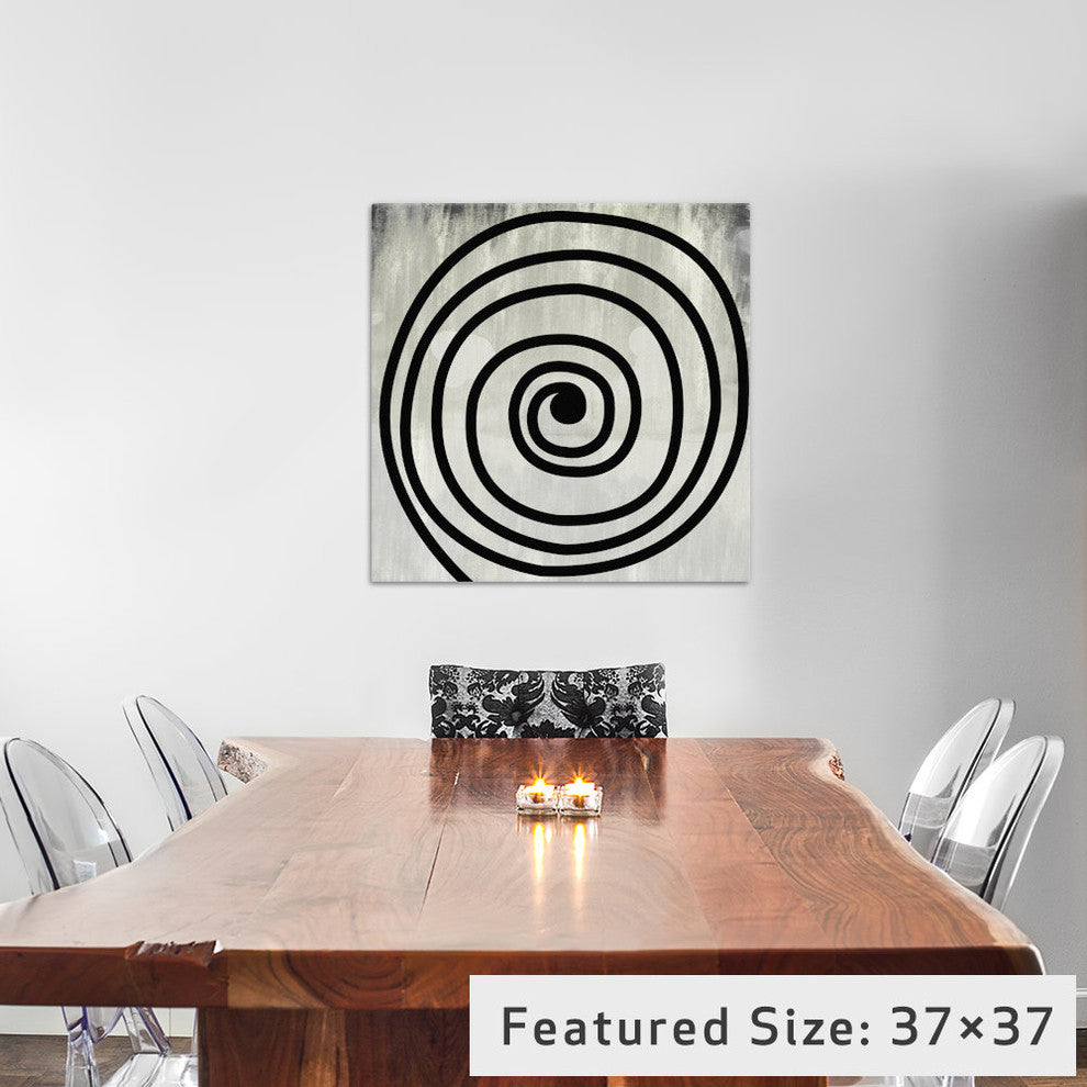 "Mid Century Modern Art- Black Swirl" by 5by5collective, 26x26x1.5"