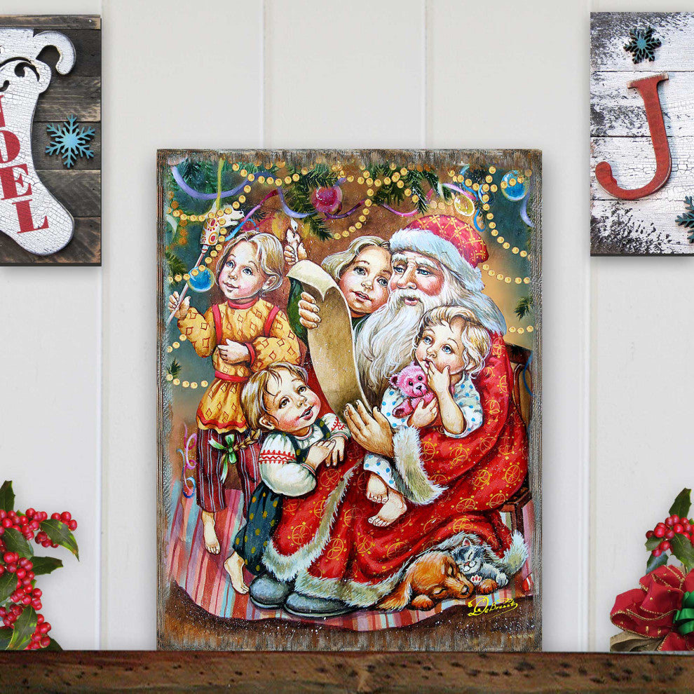 Wish List Santa Wooden Wall Art, X-Large 36x24