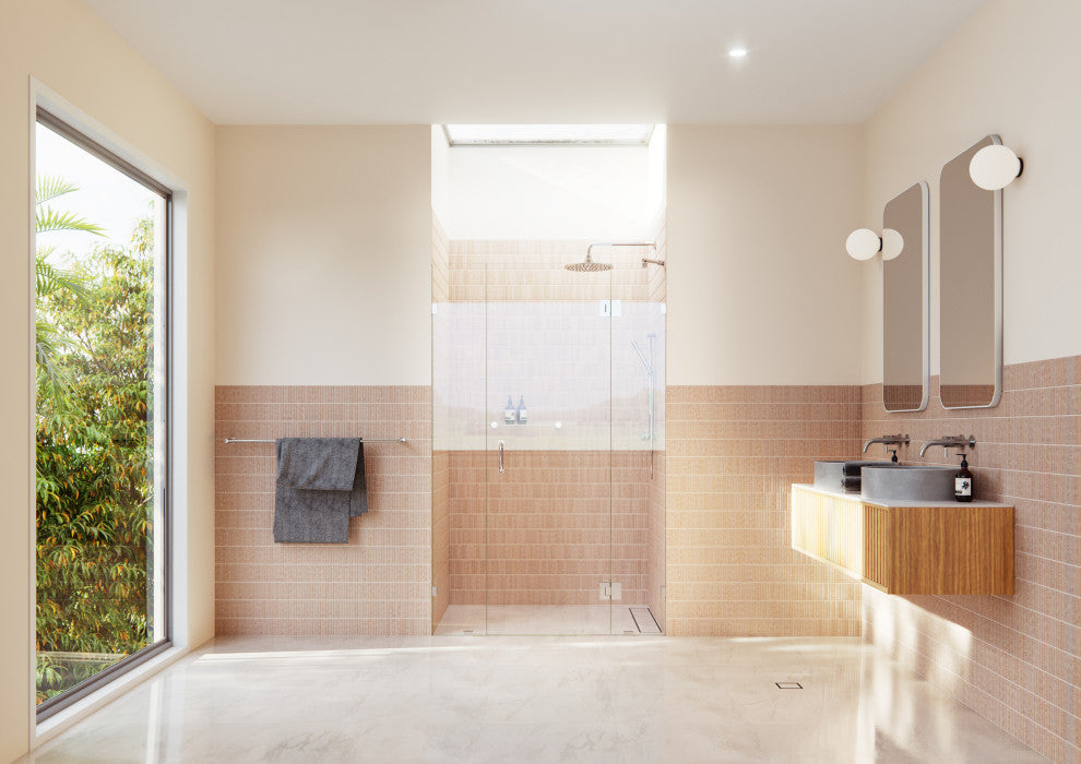 Glass Warehouse 78"x51" Frameless 3 Panel Inline Shower Door, Polished Chrome