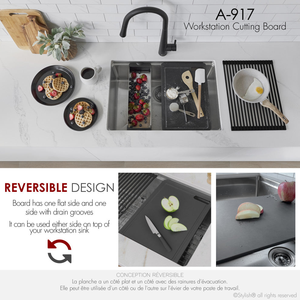 STYLISH Workstation Sink Black Cutting Board A-917