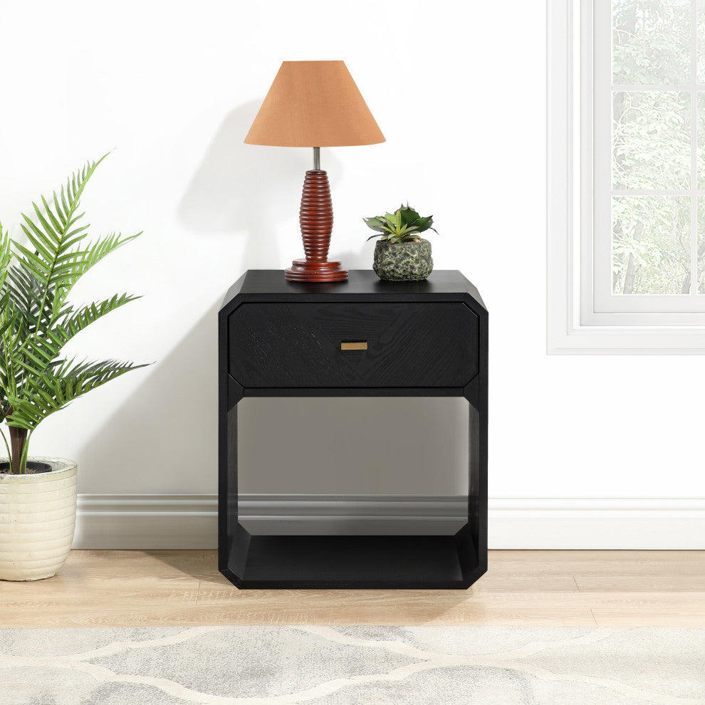 Parker Ash Veneer Nightstand, Black