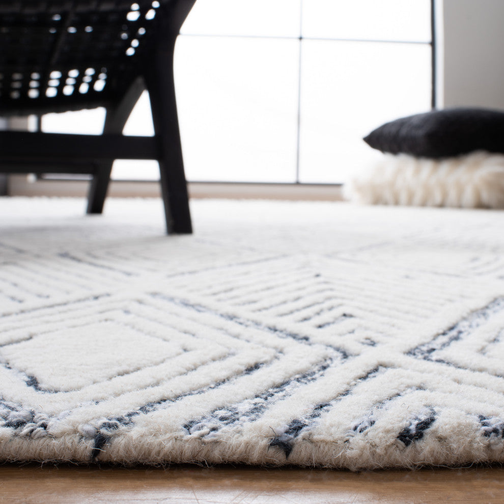 Safavieh Couture Abstract Collection, ABT350 Rug, Ivory/Charcoal, 2'3"x12'