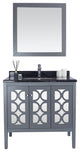 Mediterraneo, 36" Gray Cabinet With Black Wood Marble Countertop
