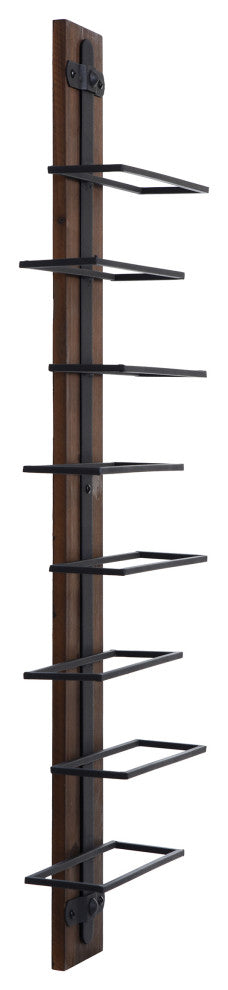 Heath Wood and Metal Wall Wine Holder