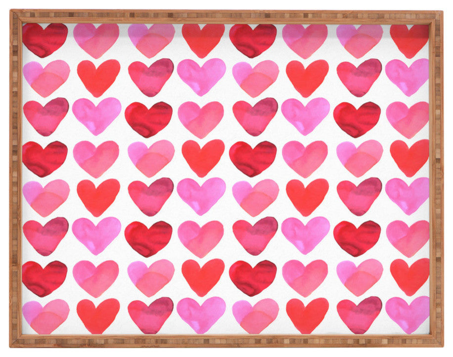 Amy Sia Heart Watercolor Rectangular Tray, 18"x14"