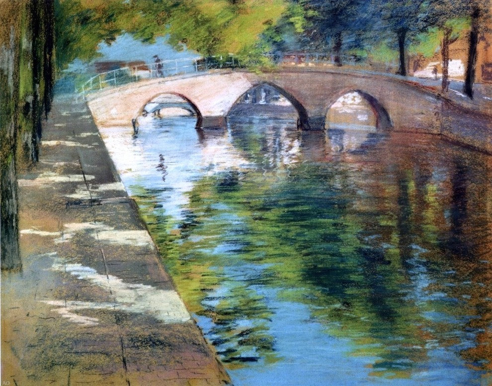 William Merritt Chase Reflections (also known as Canal Scene) Wrapped Canvas