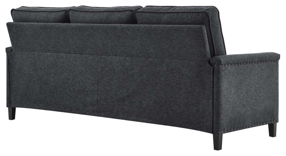 Sofa, Fabric, Dark Gray, Modern, Living Lounge Room Hotel Lobby Hospitality