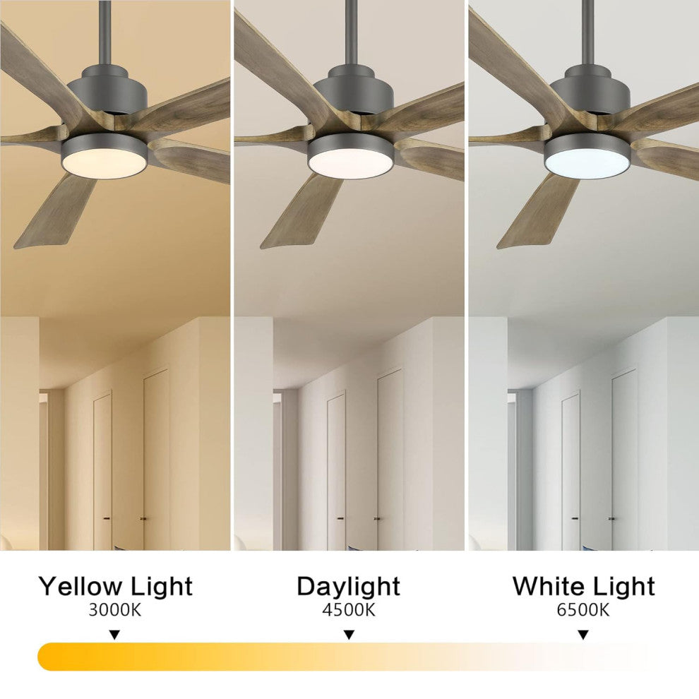 60 in LED Charcoal Ceiling Fan with Remote and Reversible DC Motor