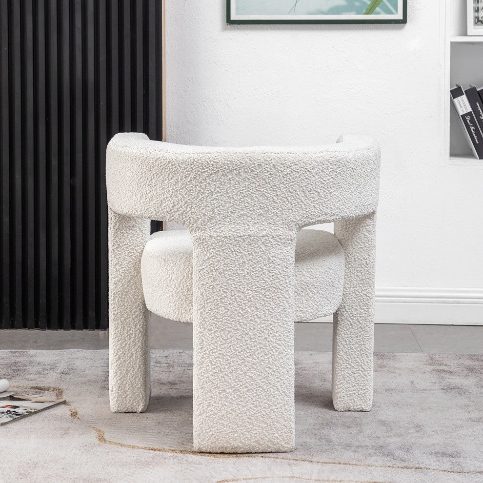 28" Wide Boucle Upholstered Square Armchair, Cream