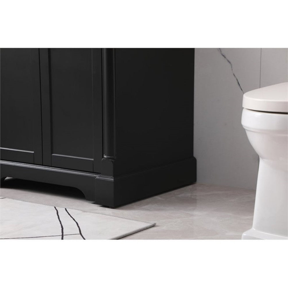 Elegant Decor Clarence 30" Solid Wood Metal Single Bathroom Vanity Set in Black