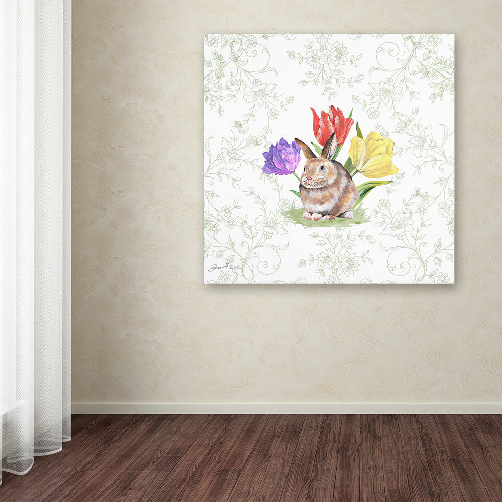 Jean Plout ''Bunnies In The Tulips 5'' Canvas Art, 35x35