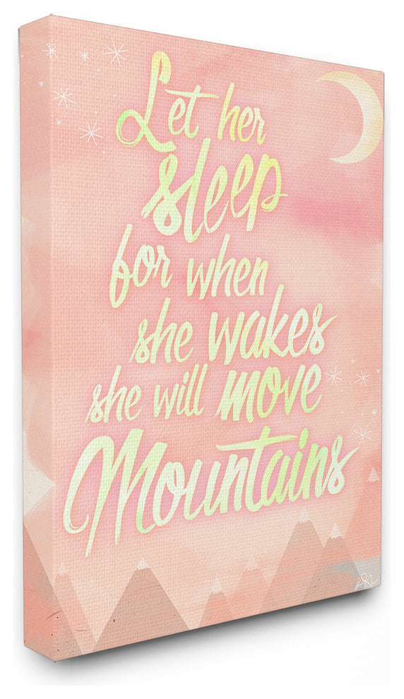 Stupell Industries Let Her Sleep Pink Water Color Mountains, 24 x 30