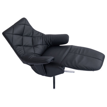 Darwin Modern Leather Cordless Powered Recliner with Diamond Back, Black/Silver