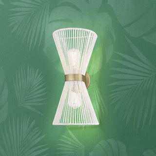 Avon 2-Light Wall Sconce, Brushed Champagne Bronze With Bleached White Raphia Rope Shade