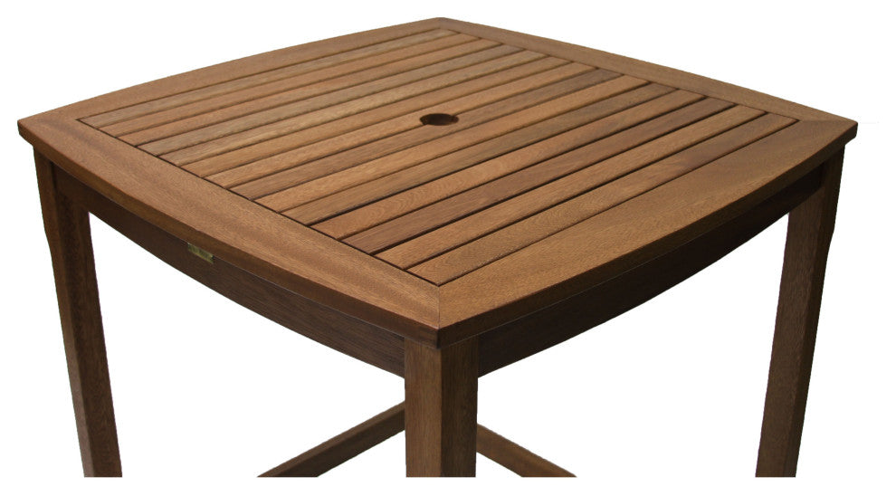 5-Piece Square Eucalyptus Bar Height Dining Set With Pub Stools
