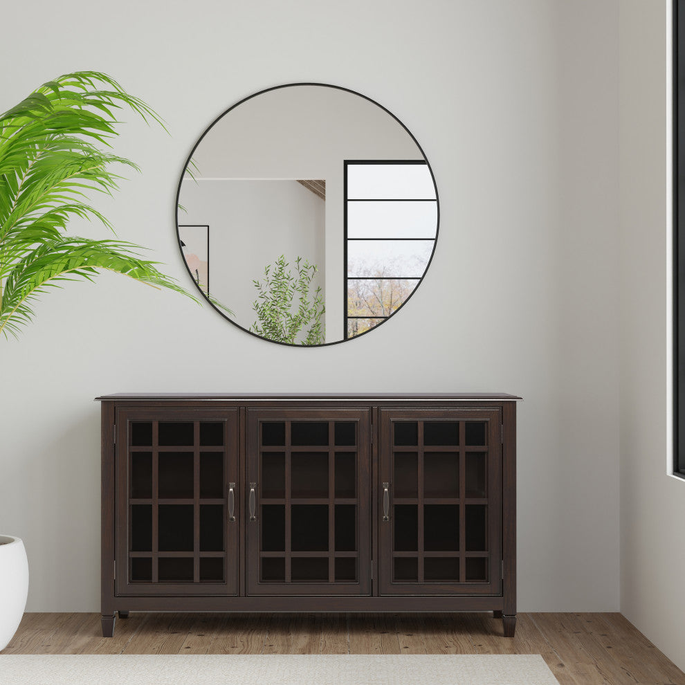 Connaught SOLID WOOD Wide Storage Cabinet Buffet, Chestnut Brown