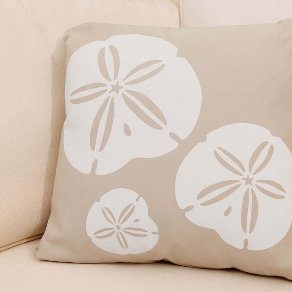 Sand Dollar Eco Coastal Throw Pillow Cover, Seagrass Beige
