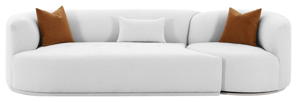 Fickle Grey Velvet 2-Piece Modular LAF Sofa - Grey