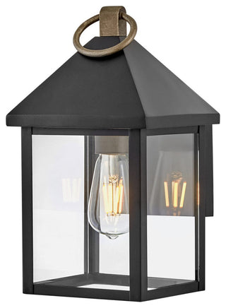 Lark Rhett 13" Small Outdoor Wall Mount Lantern, Black + Burnished Bronze