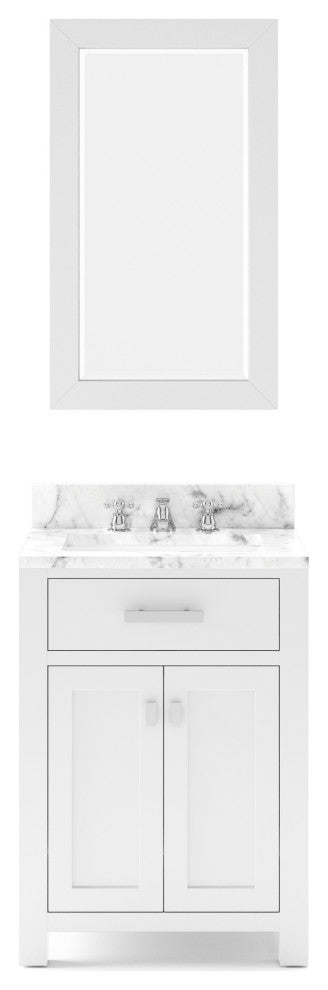 24" Pure White Single Sink Bathroom Vanity