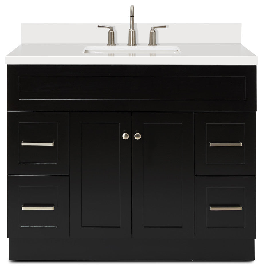 Hamlet 43" Bath Vanity Rectangle Sink in Black With Quartz Vanity Top