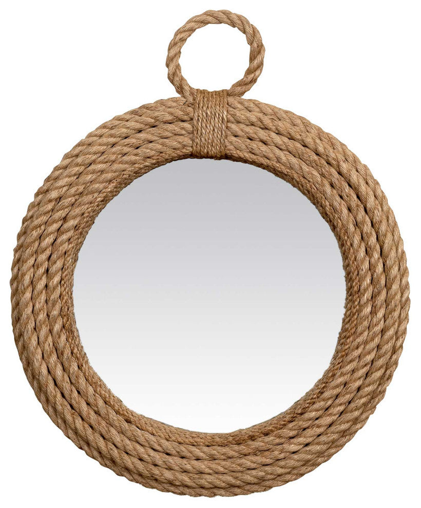 East at Main Hass Brown Round Jute Wall Mirror