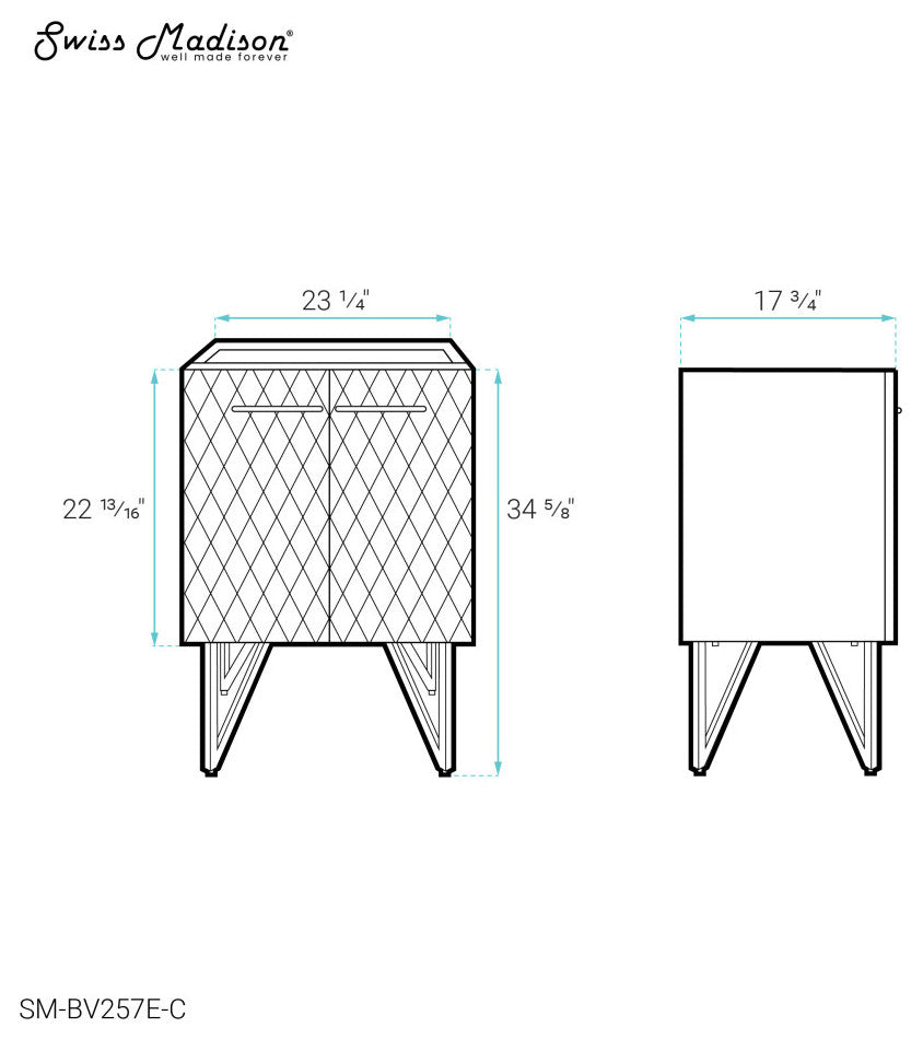 Annecy 24 Diamond Grey Bathroom Vanity Cabinet Only, SM-BV257E