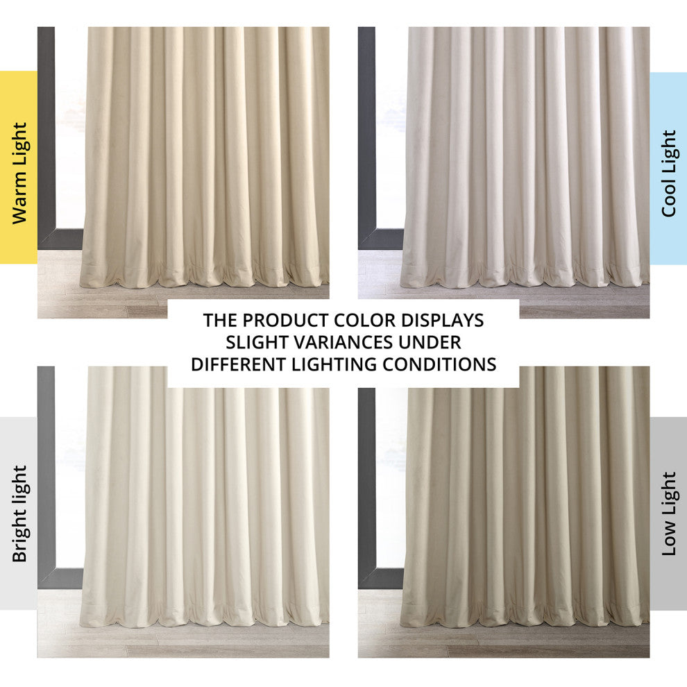 Signature Extra Wide Grommet Blackout Velvet Curtain, Ivory, 100"x84"