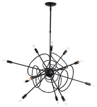 Olympus 12-Light Starburst Pendant, Black Finish, Standard Overall Height