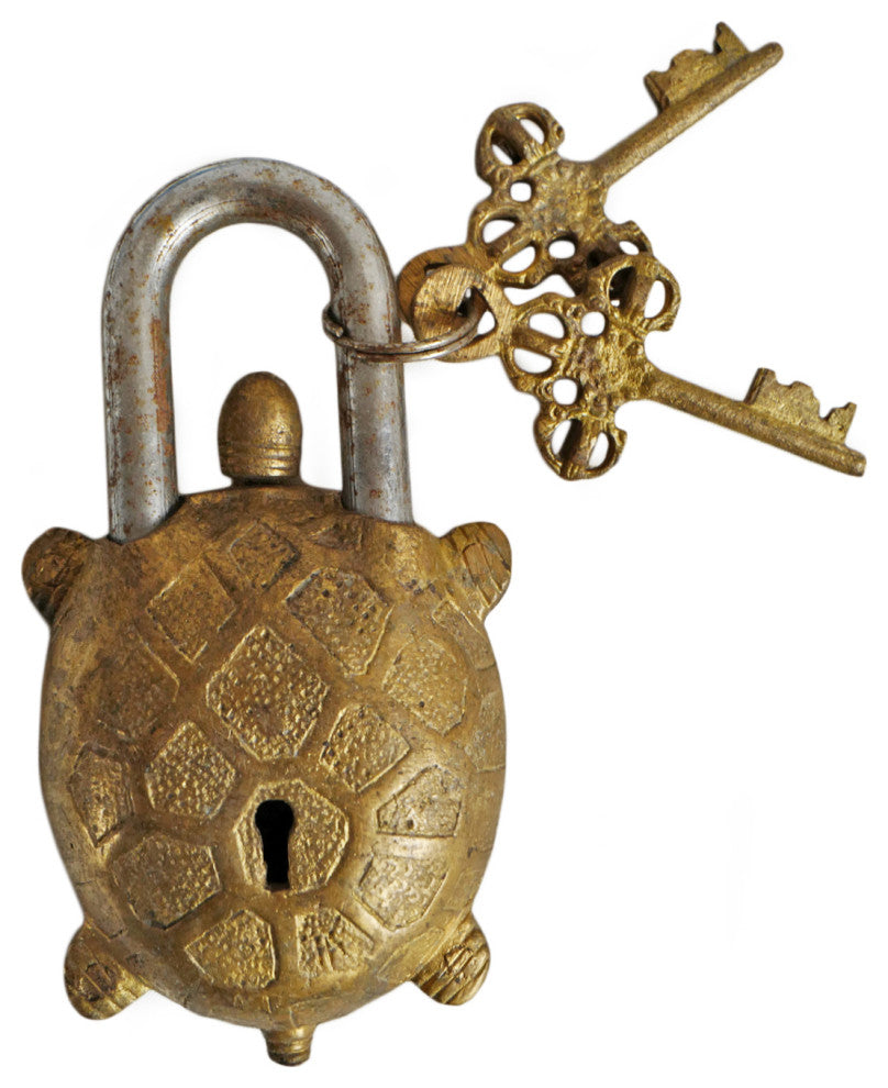 Turtle Shell Lock Consigned Vintage Brass India Turtle Lock