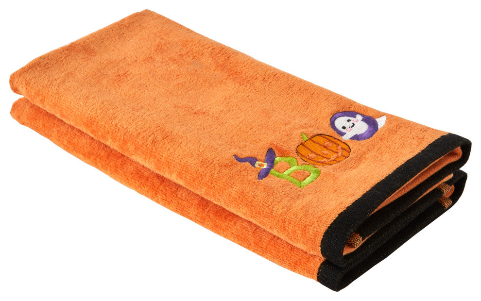 SKL Home Boo Hand Towel, 2-Pack, Orange