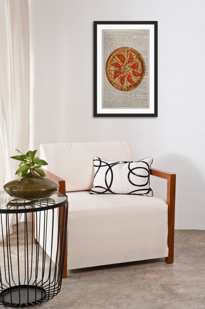 "Salami Pizza" Framed Painting Print, 12"x18"