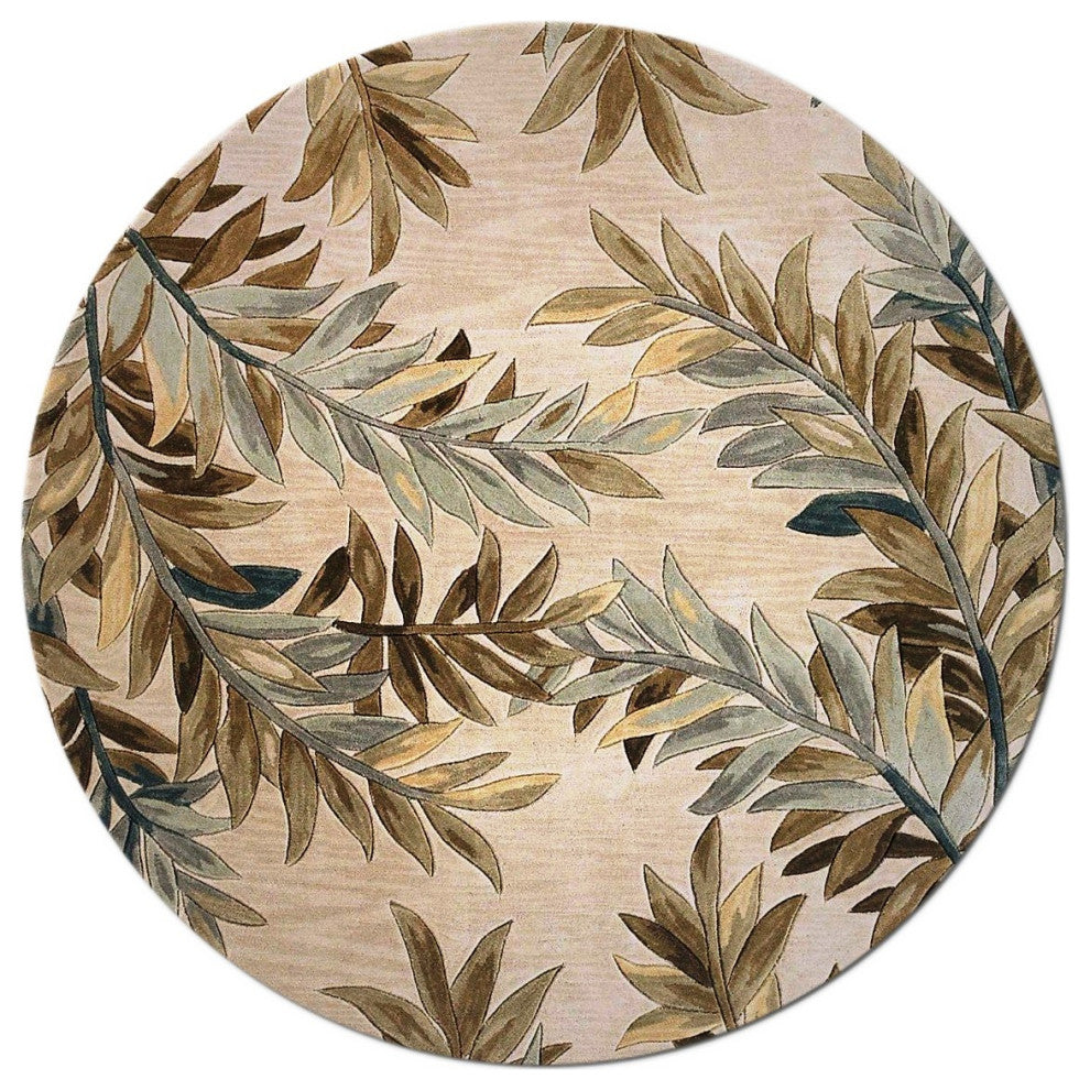 HomeRoots 7' Round Wool Ivory Area Rug