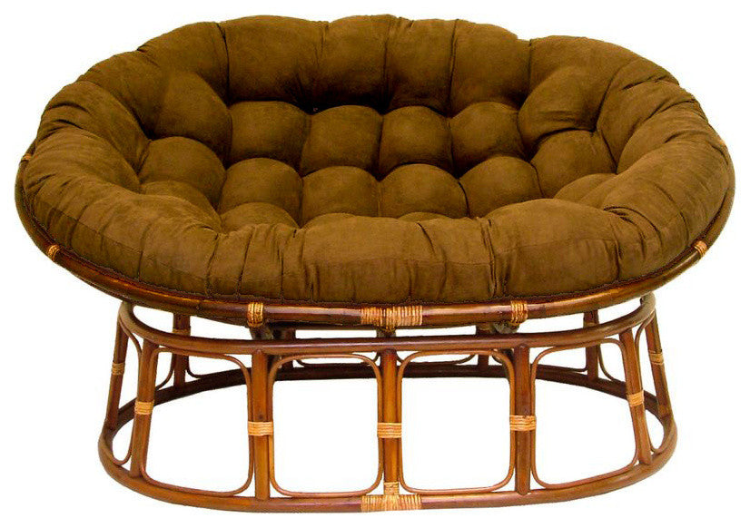 65"x48" Solid Micro Suede Double Papasan Cushion, Chocolate