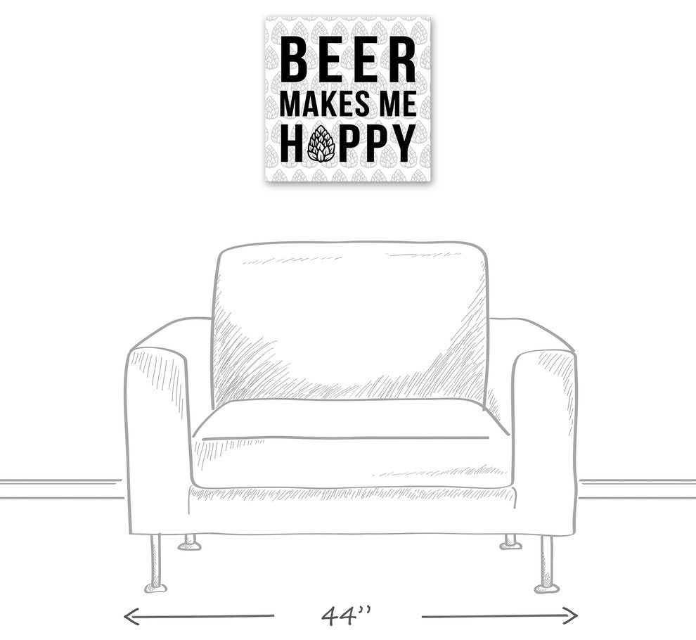 Beer Makes Me Hoppy Canvas Wall Art, 16"x16"